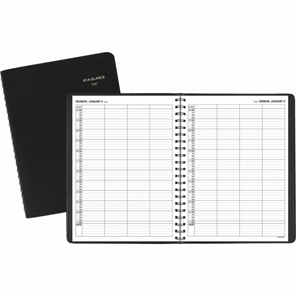 Four-Person Group Daily Appointment Book, 11 x 8, Black Cover, 12-Month (Jan to Dec): 2024