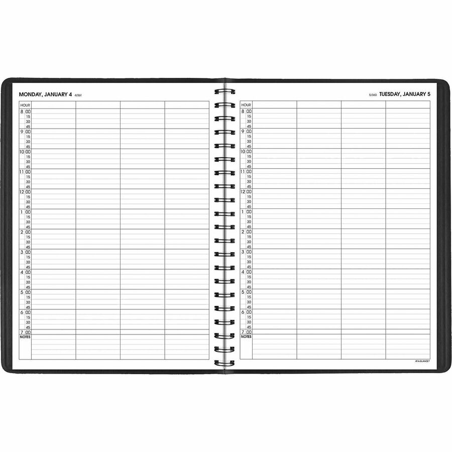 Four-Person Group Daily Appointment Book, 11 x 8, Black Cover, 12-Month (Jan to Dec): 2024