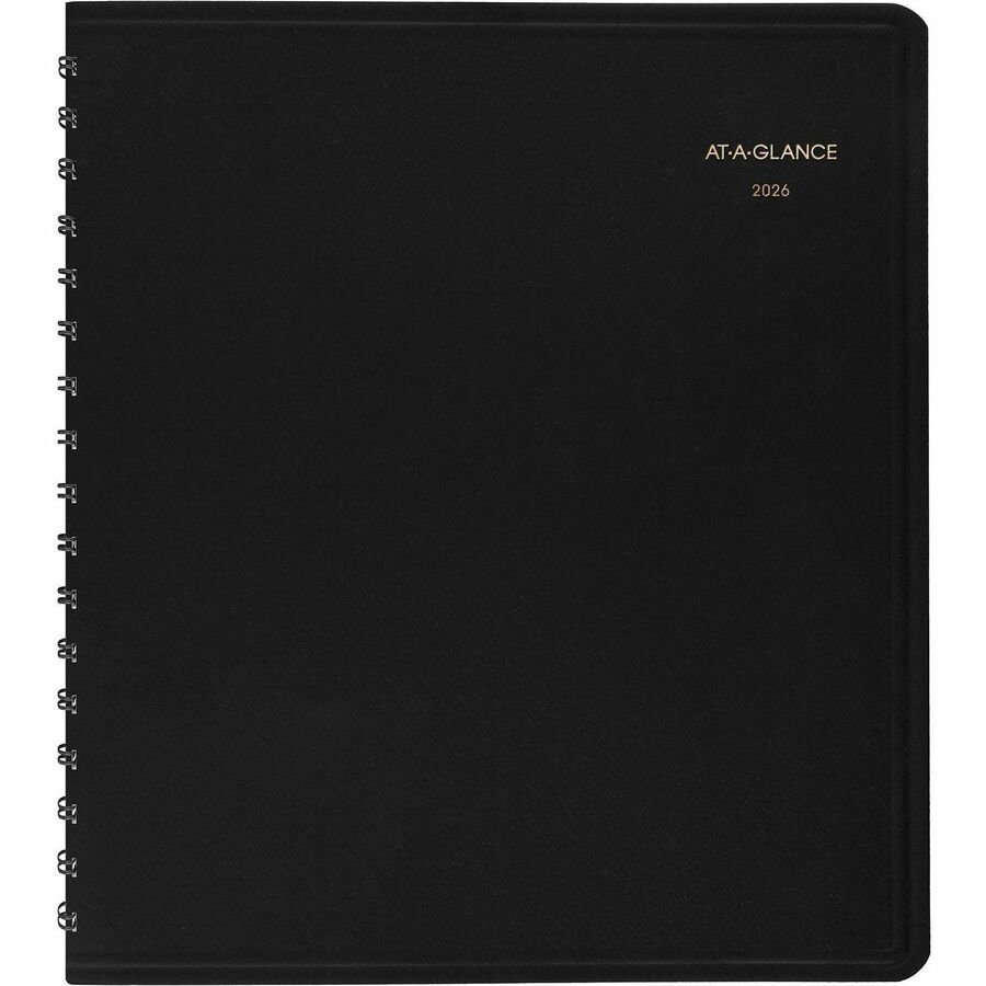 At-A-Glance 24-HourAppointment Book Planner - Medium Size - Julian Dates - Daily - 1 Year - January 2024 - December 2024 - 12:00 AM to 11:00 PM - Hourly - 1 Day Single Page Layout - 7" x 8 3/4" White Sheet - Wire Bound - Black - Simulated Leather, Fa