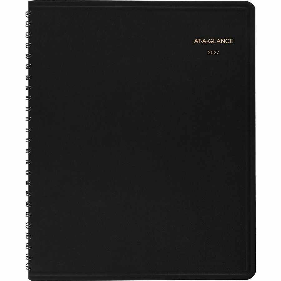 Weekly Planner Ruled for Open Scheduling, 8.75 x 6.75, Black Cover, 12-Month (Jan to Dec): 2024