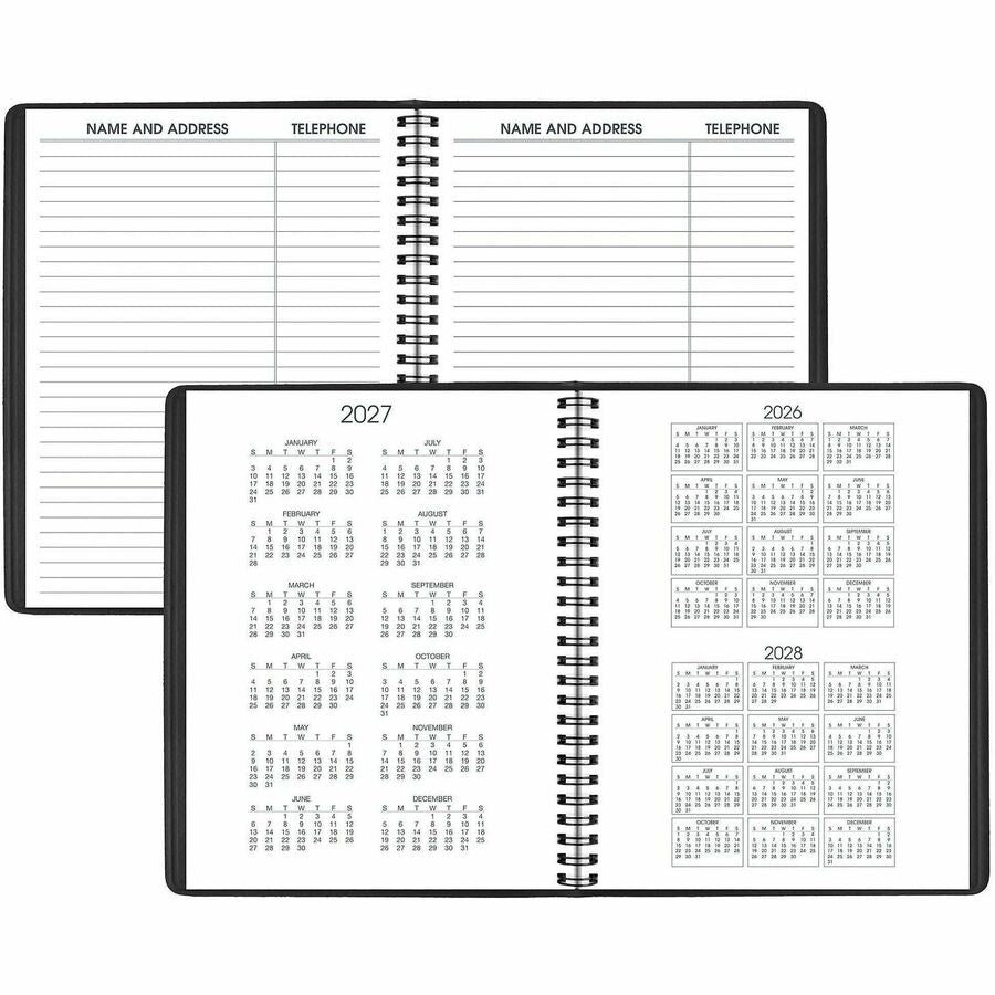Weekly Planner Ruled for Open Scheduling, 8.75 x 6.75, Black Cover, 12-Month (Jan to Dec): 2024