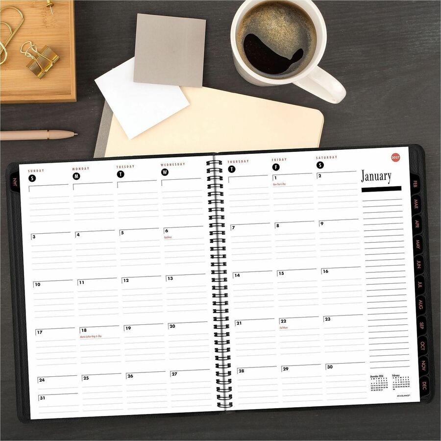 800 Range Weekly/Monthly Appointment Book, 11 x 8.25, Black Cover, 12-Month (Jan to Dec): 2024