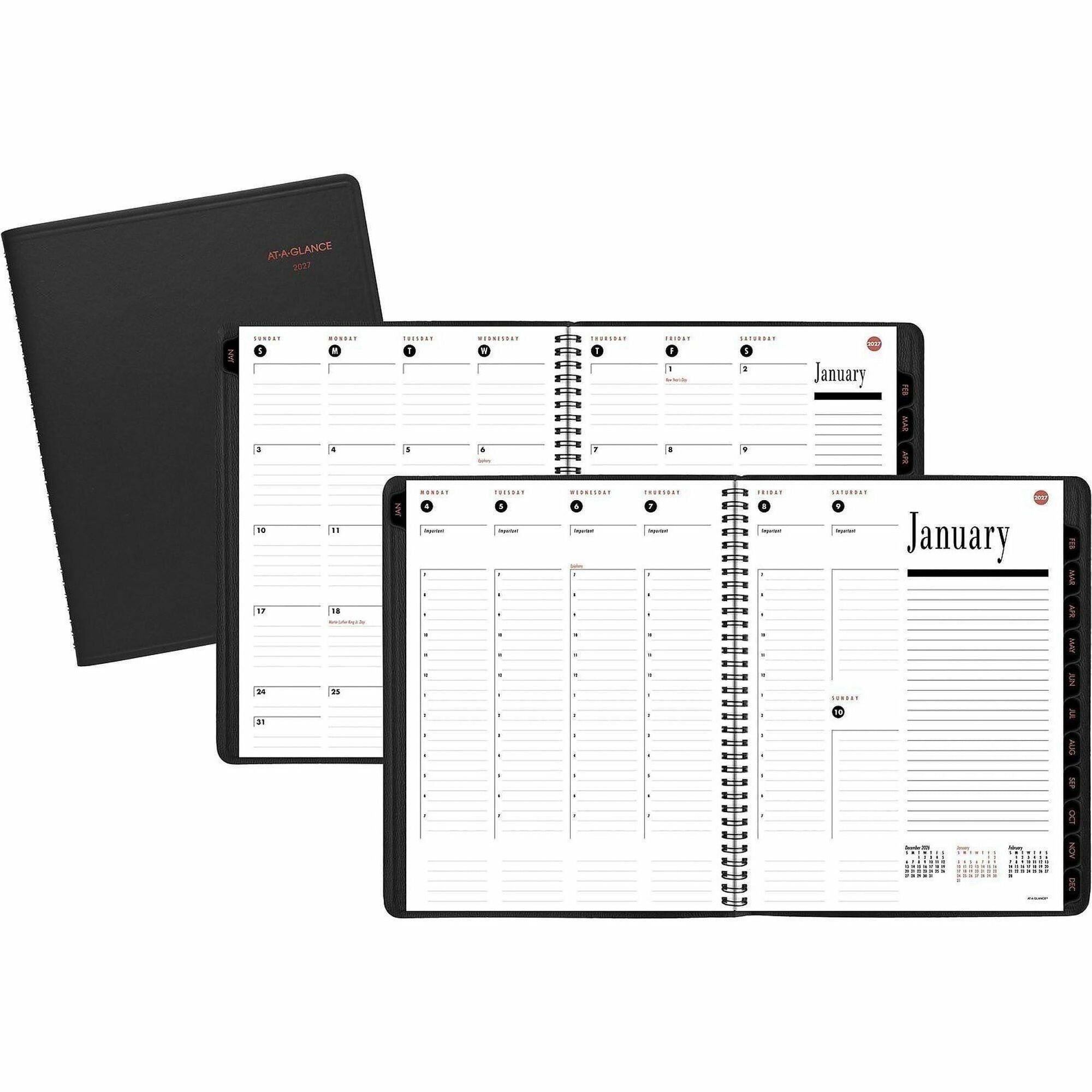 800 Range Weekly/Monthly Appointment Book, 11 x 8.25, Black Cover, 12-Month (Jan to Dec): 2024