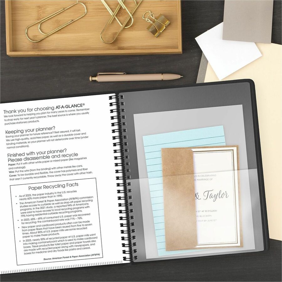Weekly Vertical-Column Appointment Book Ruled for Hourly Appointments, 8.75 x 7, Black Cover, 13-Month (Jan-Jan): 2024-2025