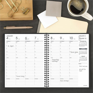 Weekly Vertical-Column Appointment Book Ruled for Hourly Appointments, 8.75 x 7, Black Cover, 13-Month (Jan-Jan): 2024-2025
