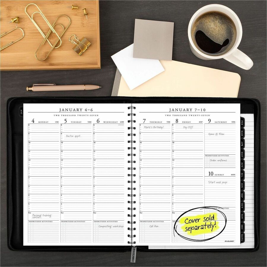 Executive Weekly/Monthly Planner Refill with 15-Minute Appointments, 11 x 8.25, White Sheets, 12-Month (Jan to Dec): 2024
