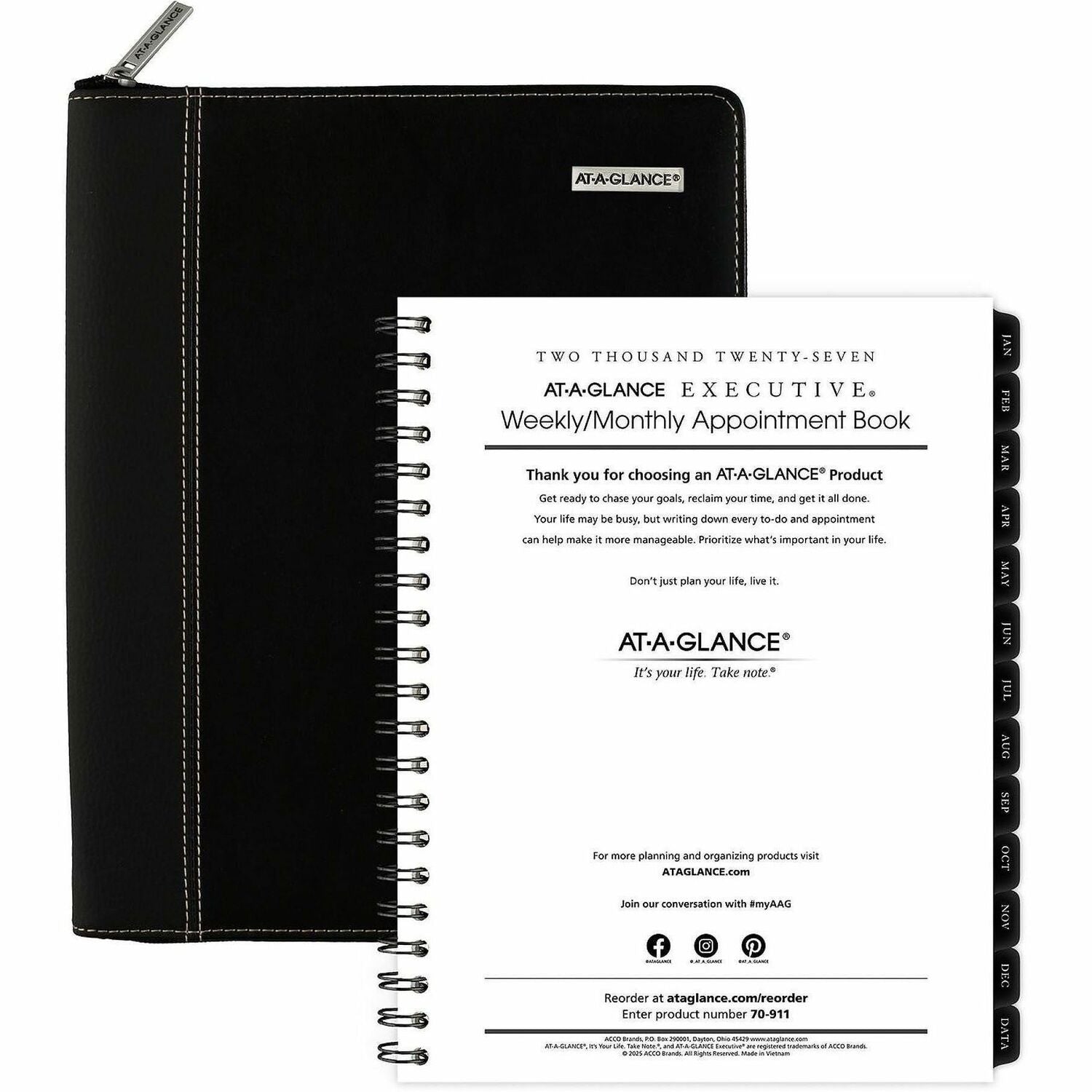 Executive Weekly/Monthly Planner Refill with 15-Minute Appointments, 11 x 8.25, White Sheets, 12-Month (Jan to Dec): 2024