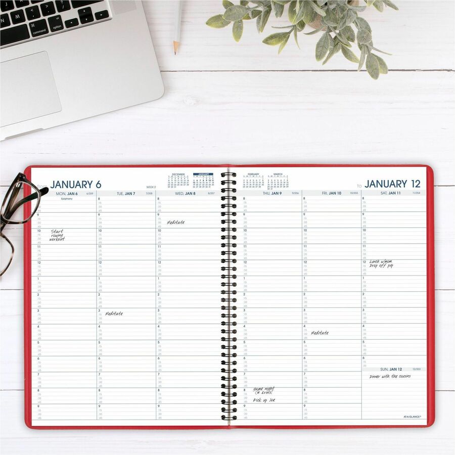 At-A-Glance Fashion Appointment Book Planner - Large Size - Julian Dates - Weekly - 1 Year - January 2024 - December 2024 - 8:00 AM to 9:45 PM - Quarter-hourly, 8:00 AM to 5:45 PM - Quarter-hourly - 1 Week Double Page Layout - 8 1/4" x 11" White Shee
