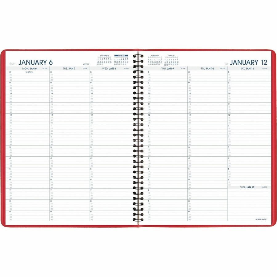 At-A-Glance Fashion Appointment Book Planner - Large Size - Julian Dates - Weekly - 1 Year - January 2024 - December 2024 - 8:00 AM to 9:45 PM - Quarter-hourly, 8:00 AM to 5:45 PM - Quarter-hourly - 1 Week Double Page Layout - 8 1/4" x 11" White Shee