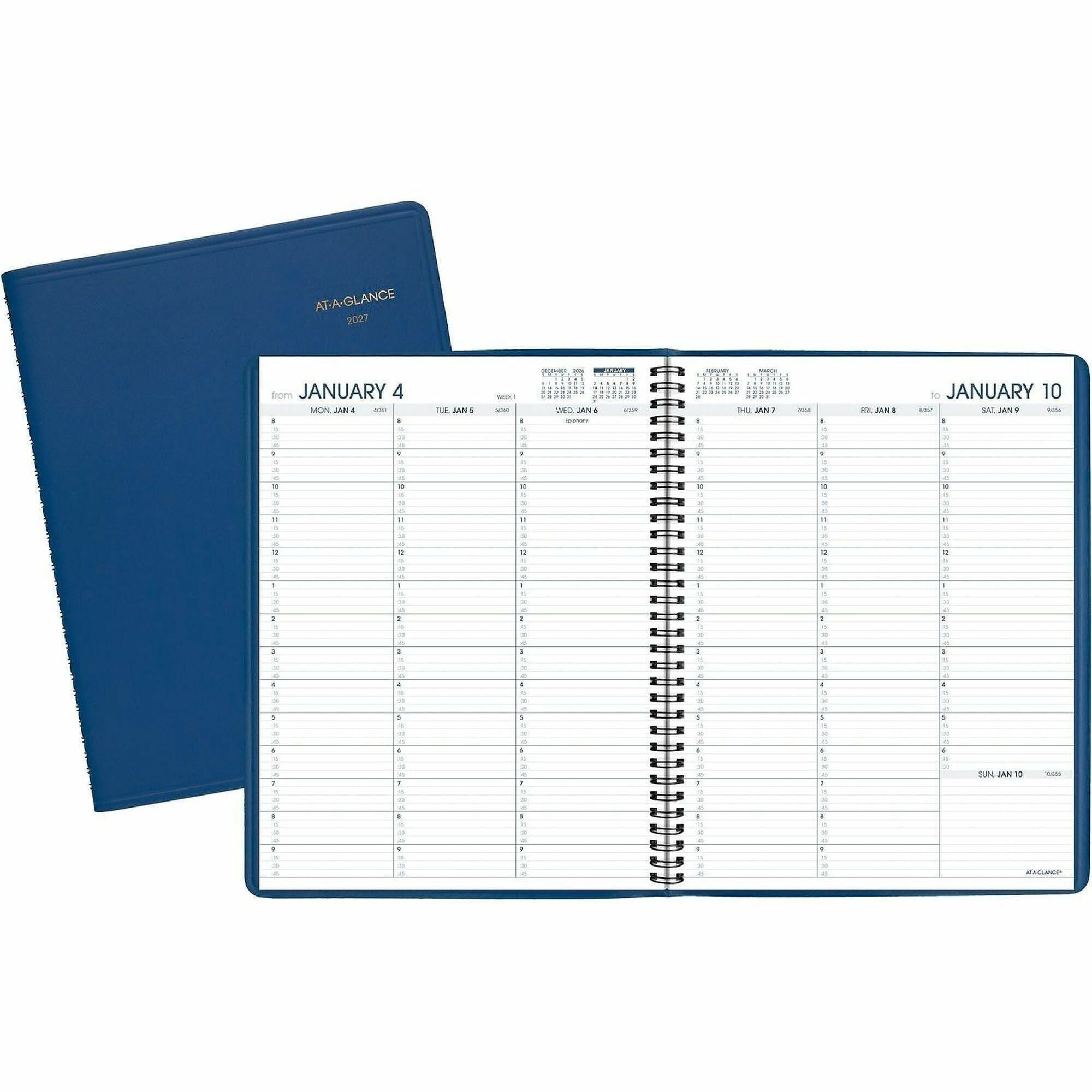 At-A-Glance Fashion Appointment Book Planner - Large Size - Julian Dates - Weekly - 1 Year - January 2024 - December 2024 - 8:00 AM to 9:45 PM - Quarter-hourly, 8:00 AM to 5:45 PM - Quarter-hourly - 1 Week Double Page Layout - 8 1/4" x 11" White Shee