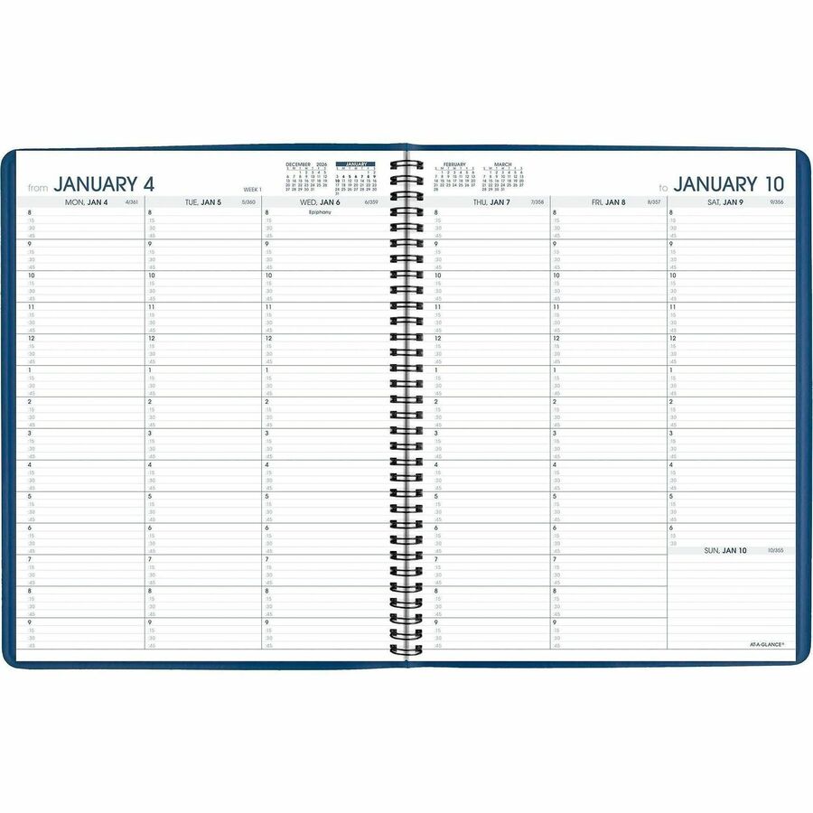 At-A-Glance Fashion Appointment Book Planner - Large Size - Julian Dates - Weekly - 1 Year - January 2024 - December 2024 - 8:00 AM to 9:45 PM - Quarter-hourly, 8:00 AM to 5:45 PM - Quarter-hourly - 1 Week Double Page Layout - 8 1/4" x 11" White Shee
