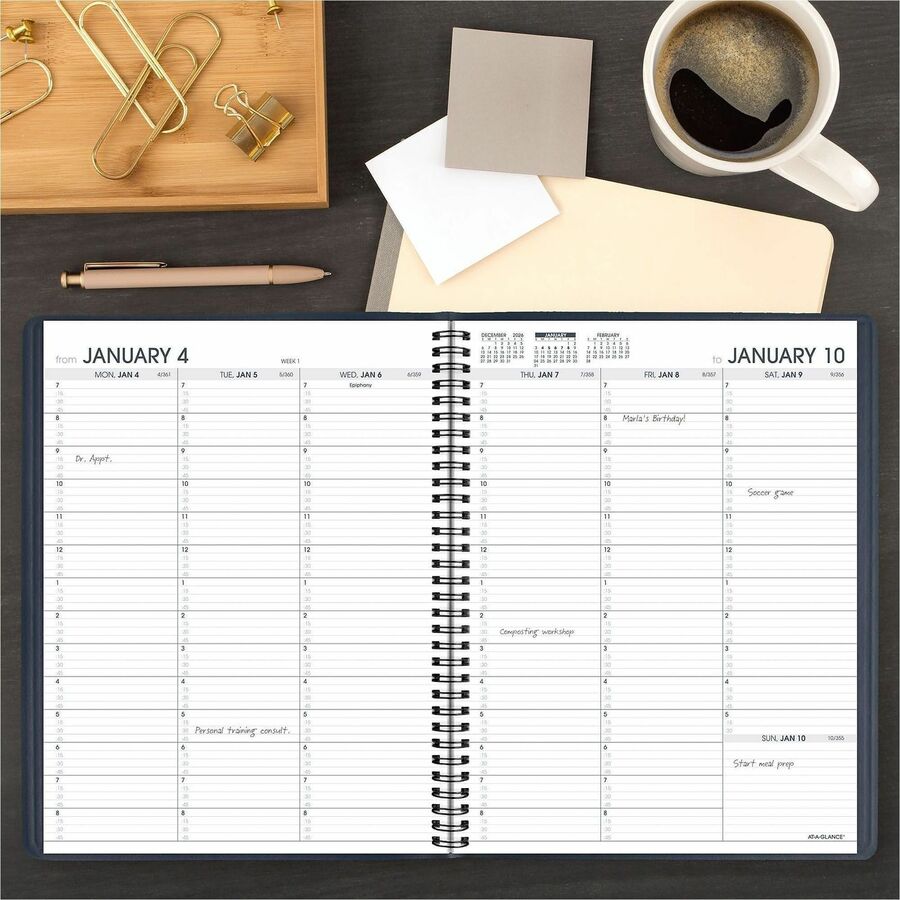 Weekly Appointment Book, 11 x 8.25, Navy Cover, 13-Month (Jan to Jan): 2024 to 2025