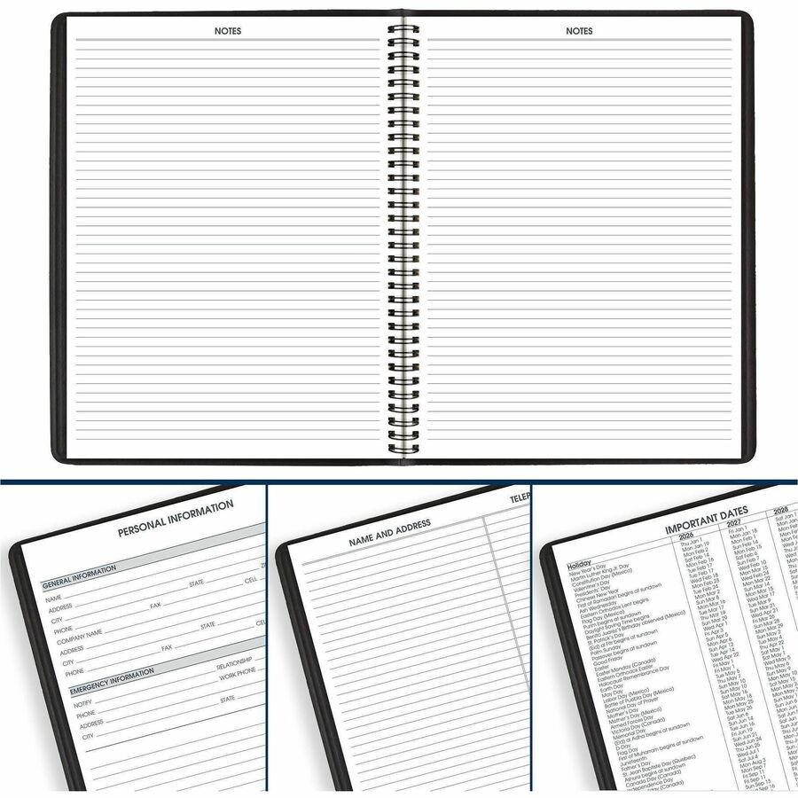 Weekly Appointment Book, 11 x 8.25, Black Cover, 14-Month (July to Aug): 2023 to 2024