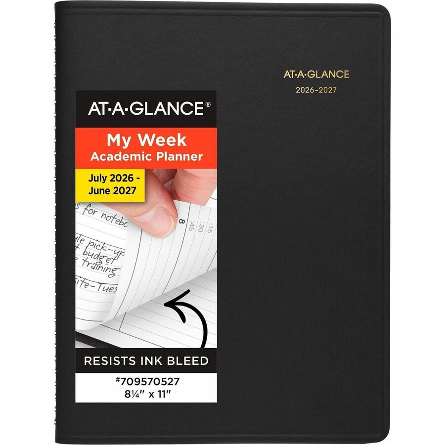 Weekly Appointment Book, 11 x 8.25, Black Cover, 14-Month (July to Aug): 2023 to 2024