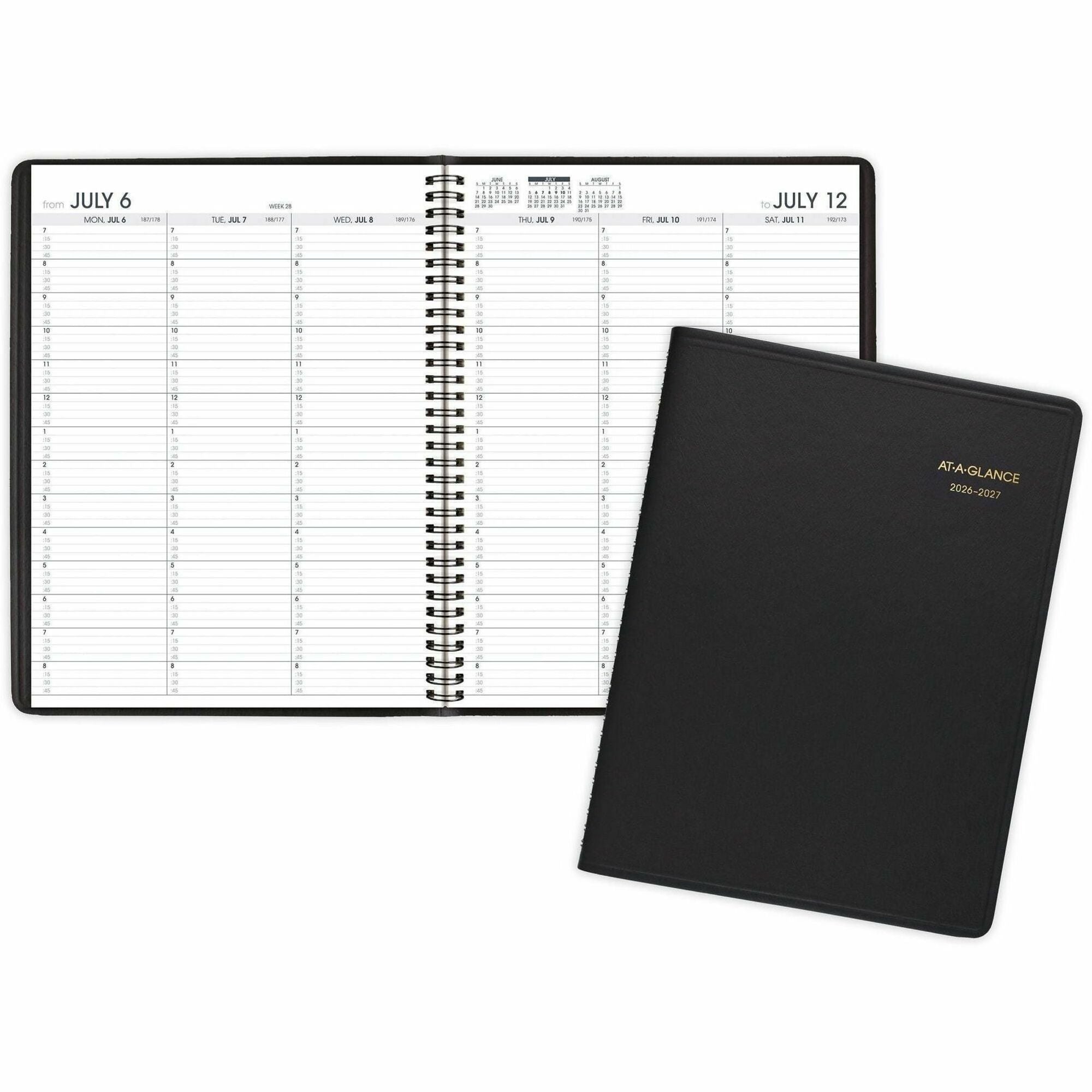 Weekly Appointment Book, 11 x 8.25, Black Cover, 14-Month (July to Aug): 2023 to 2024