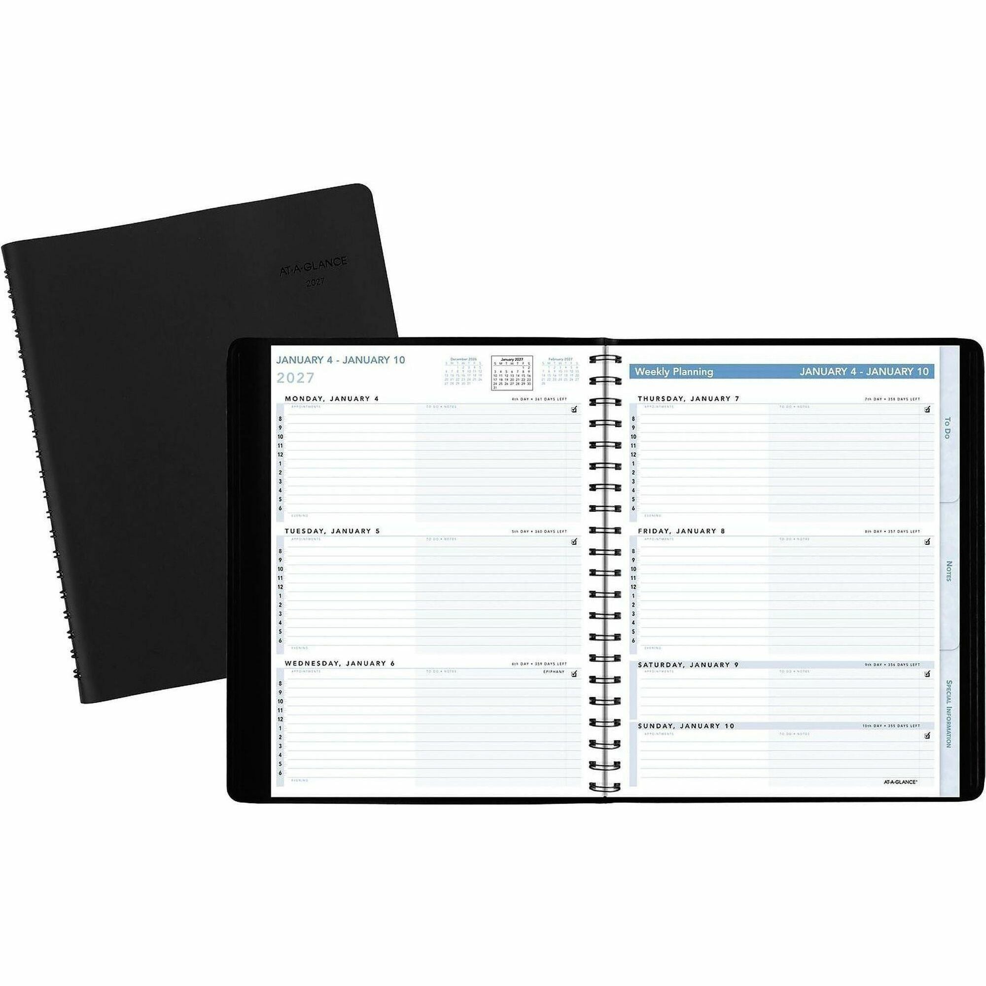 The Action Planner Weekly Appointment Book, 11 x 8, Black Cover, 12-Month (Jan to Dec): 2024