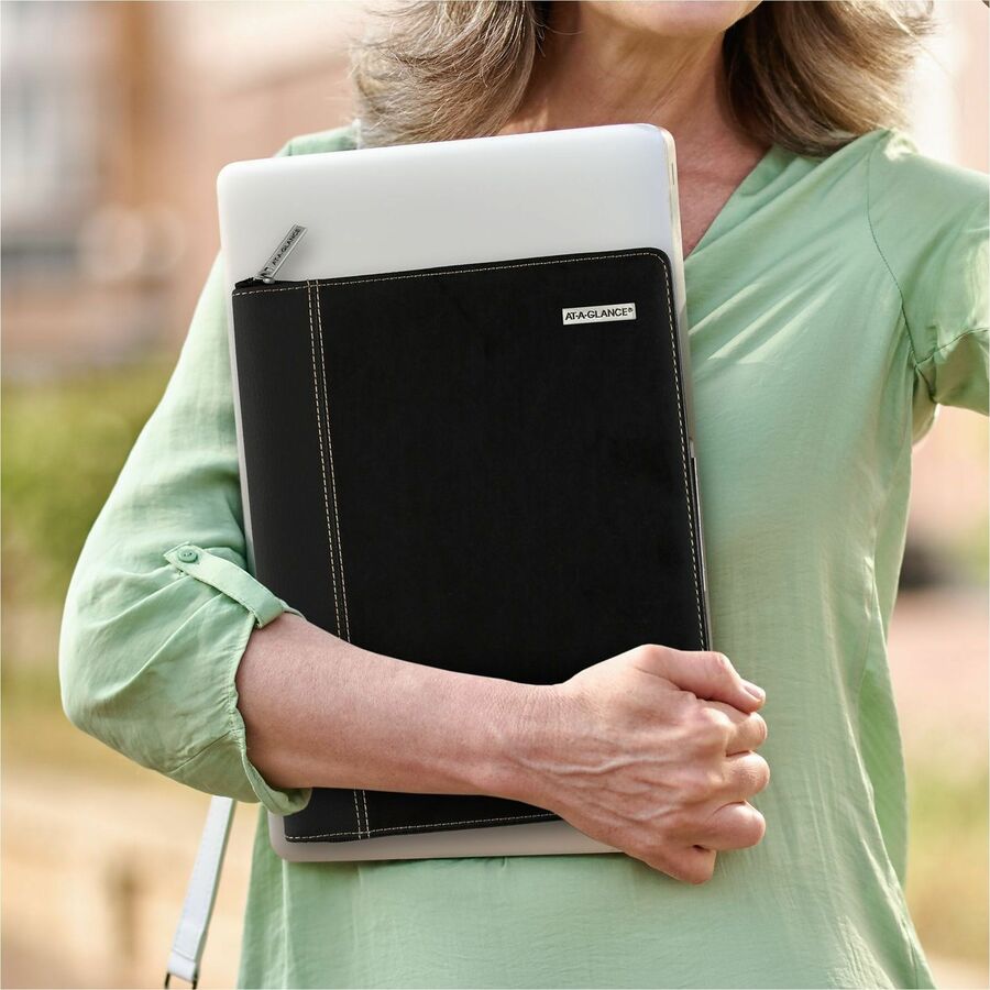 At-A-Glance Executive Appointment Book with Zipper - Large Size - Julian Dates - Weekly, Monthly - 12 Month - January 2024 - December 2024 - 8:00 AM to 5:45 PM - Quarter-hourly - 1 Week, 1 Month Double Page Layout - 8 1/4" x 11" White Sheet - Wire Bo