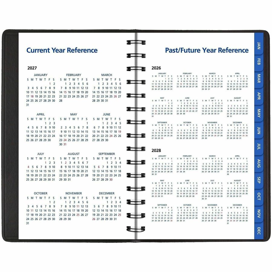 QuickNotes Weekly Block Format Appointment Book, 8.5 x 5.5, Black Cover, 12-Month (Jan to Dec): 2024
