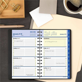 QuickNotes Weekly Block Format Appointment Book, 8.5 x 5.5, Black Cover, 12-Month (Jan to Dec): 2024