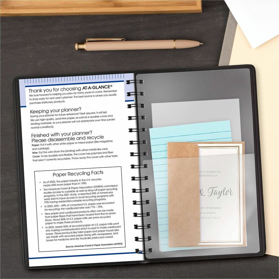 QuickNotes Weekly Block Format Appointment Book, 8.5 x 5.5, Black Cover, 12-Month (Jan to Dec): 2024