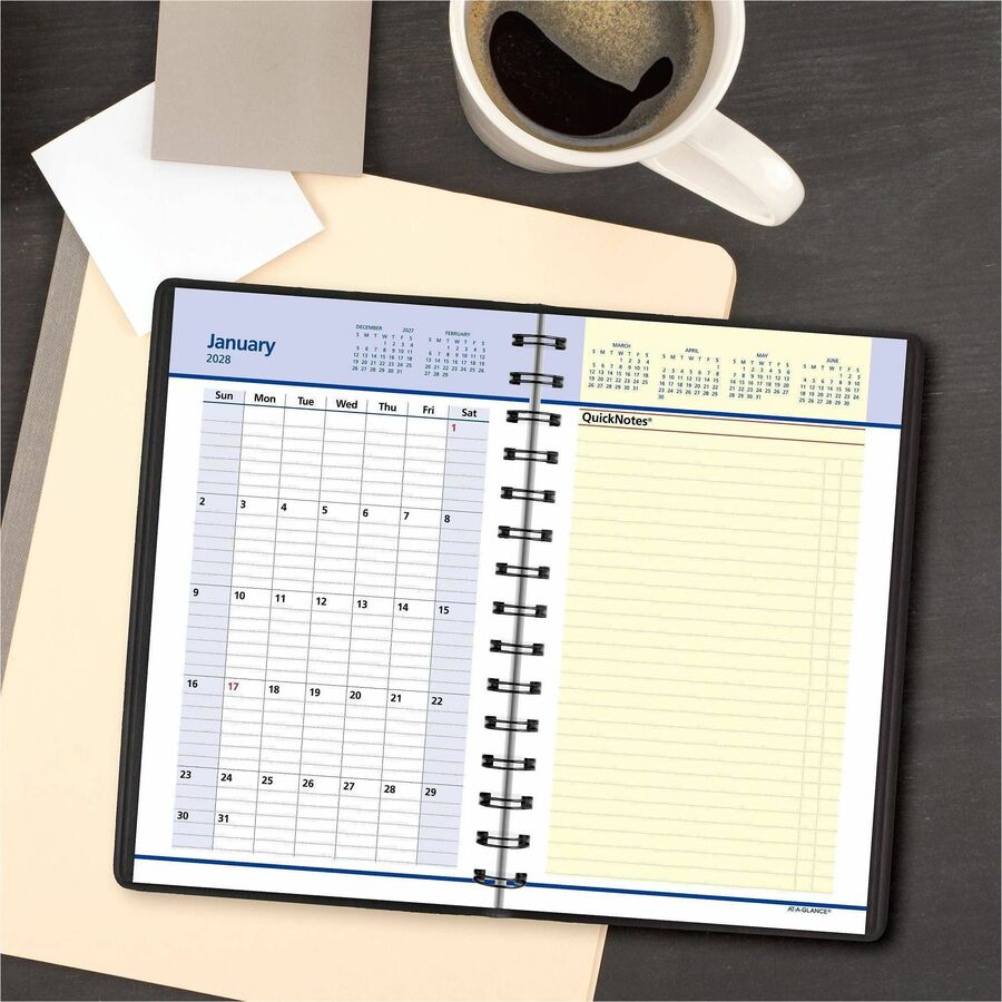 QuickNotes Weekly Block Format Appointment Book, 8.5 x 5.5, Black Cover, 12-Month (Jan to Dec): 2024
