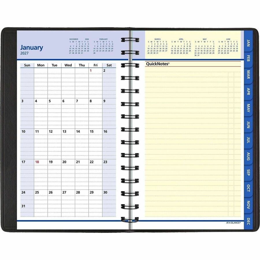 QuickNotes Weekly Block Format Appointment Book, 8.5 x 5.5, Black Cover, 12-Month (Jan to Dec): 2024
