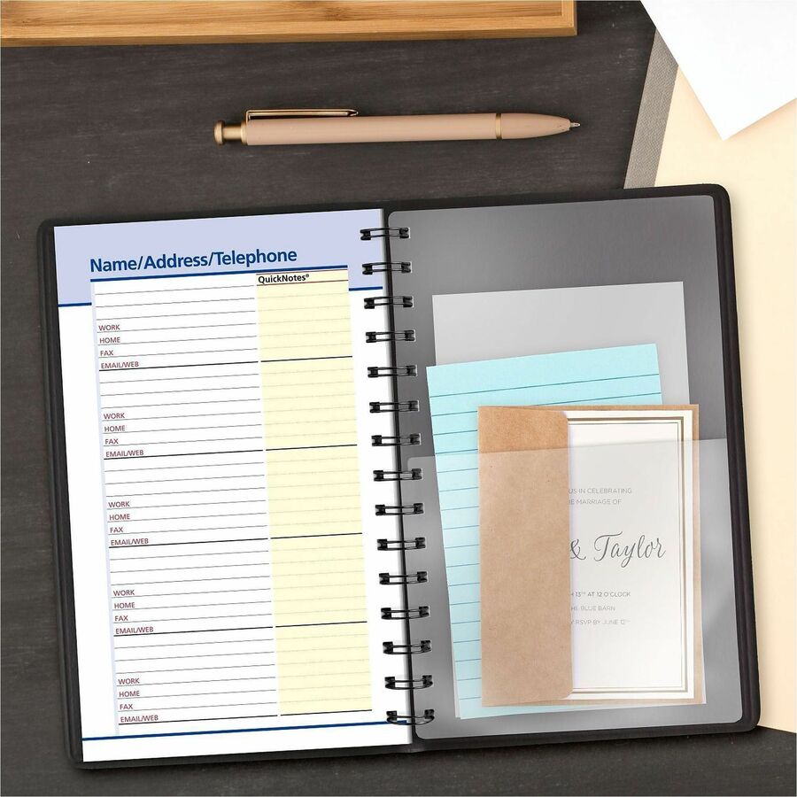 At-A-Glance QuickNotes Appointment Book Planner - Small Size - Julian Dates - Daily, Monthly - 1 Year - January 2024 - December 2024 - 8:00 AM to 5:00 PM - Hourly - 1 Day Single Page Layout 1 Month Double Page Layout - 5" x 8" White Sheet - Wire Boun