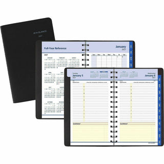 At-A-Glance QuickNotes Appointment Book Planner - Small Size - Julian Dates - Daily, Monthly - 1 Year - January 2024 - December 2024 - 8:00 AM to 5:00 PM - Hourly - 1 Day Single Page Layout 1 Month Double Page Layout - 5" x 8" White Sheet - Wire Boun