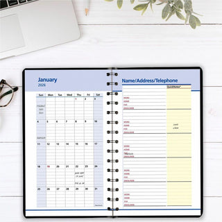 At-A-Glance QuickNotes Appointment Book Planner - Small Size - Julian Dates - Daily, Monthly - 1 Year - January 2024 - December 2024 - 8:00 AM to 5:00 PM - Hourly - 1 Day Single Page Layout 1 Month Double Page Layout - 5" x 8" White Sheet - Wire Boun