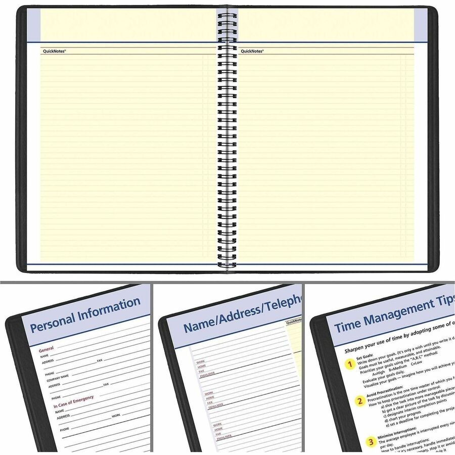 QuickNotes Monthly Planner, 11 x 8.25, Black Cover, 12-Month (Jan to Dec): 2024