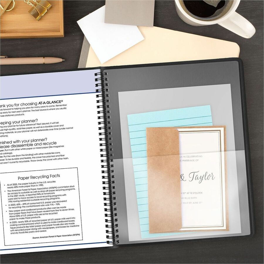 QuickNotes Monthly Planner, 11 x 8.25, Black Cover, 12-Month (Jan to Dec): 2024