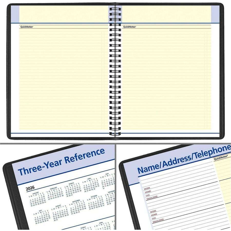 QuickNotes Monthly Planner, 8.75 x 7, Black Cover, 12-Month (Jan to Dec): 2024