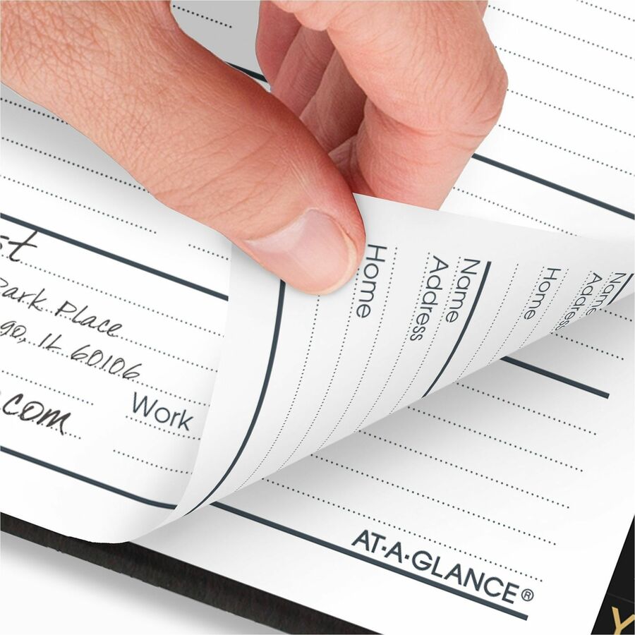 Telephone/Address Book, 4.78 x 8, Black Simulated Leather, 100 Sheets