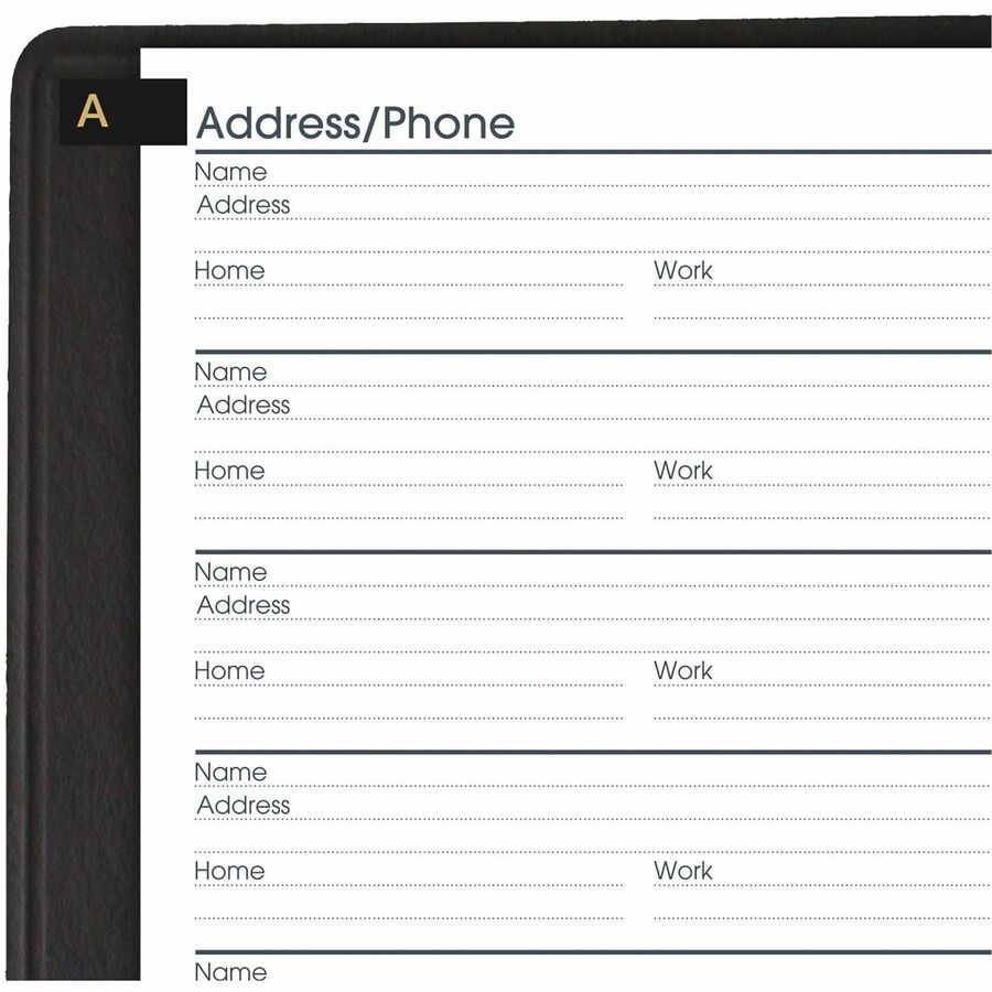 Telephone/Address Book, 4.78 x 8, Black Simulated Leather, 100 Sheets