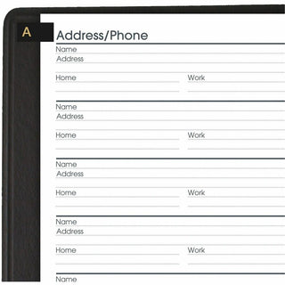 Telephone/Address Book, 4.78 x 8, Black Simulated Leather, 100 Sheets
