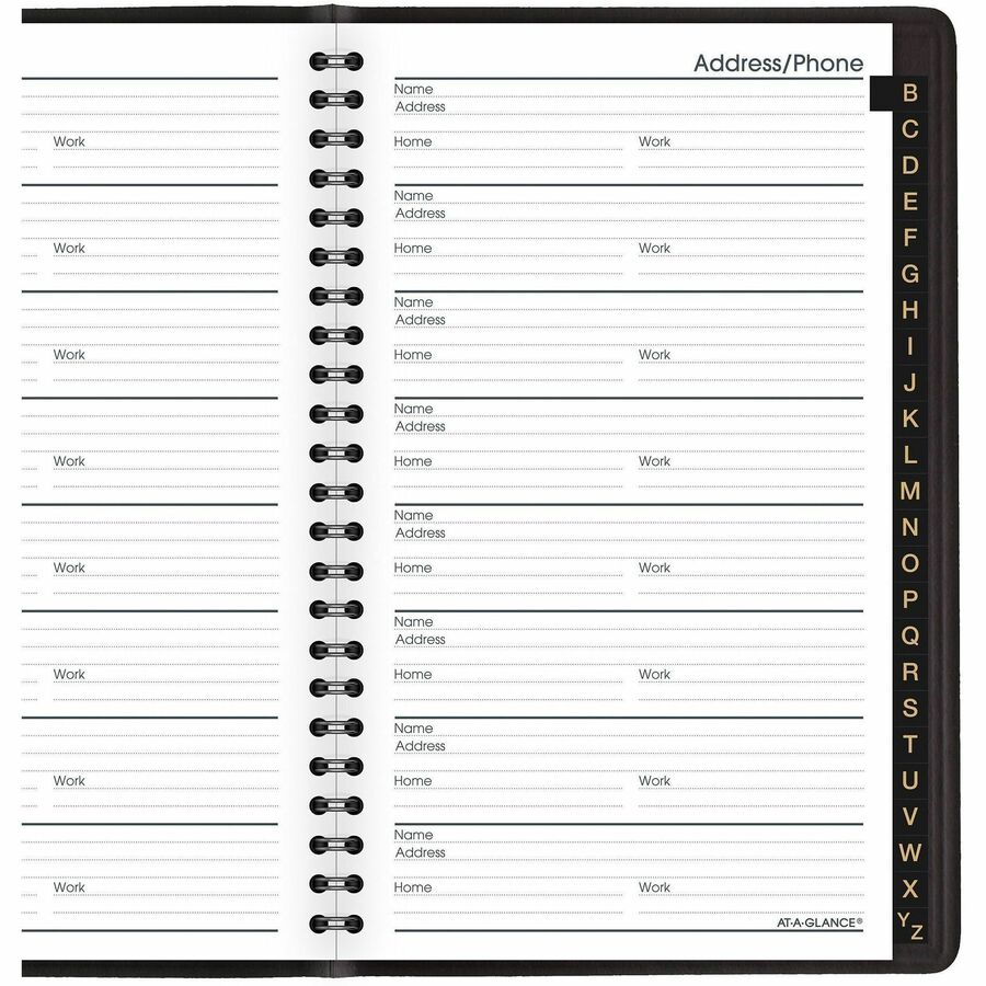 Telephone/Address Book, 4.78 x 8, Black Simulated Leather, 100 Sheets