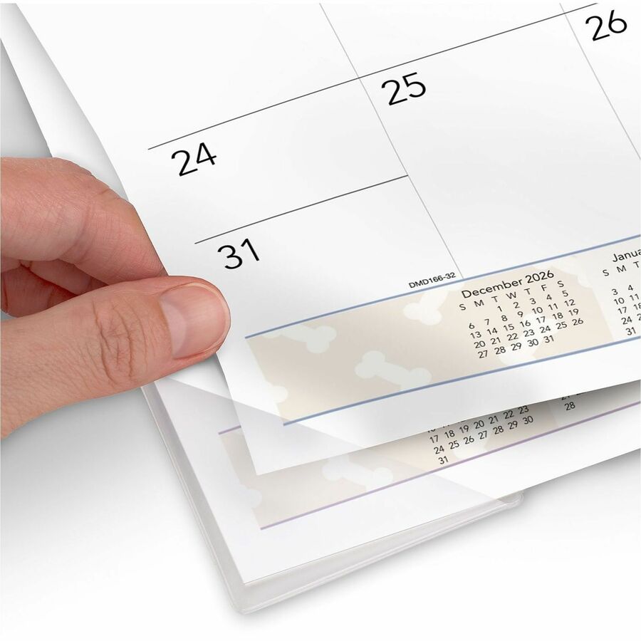 At-A-Glance Puppies Desk Pad - Standard Size - Monthly - 12 Month - January 2024 - December 2024 - 1 Month Single Page Layout - 21 3/4" x 17" White Sheet - Desktop, Desk Pad - White - Paper - Full-color Photos of Puppies, Bleed Resistant Paper, Unrul