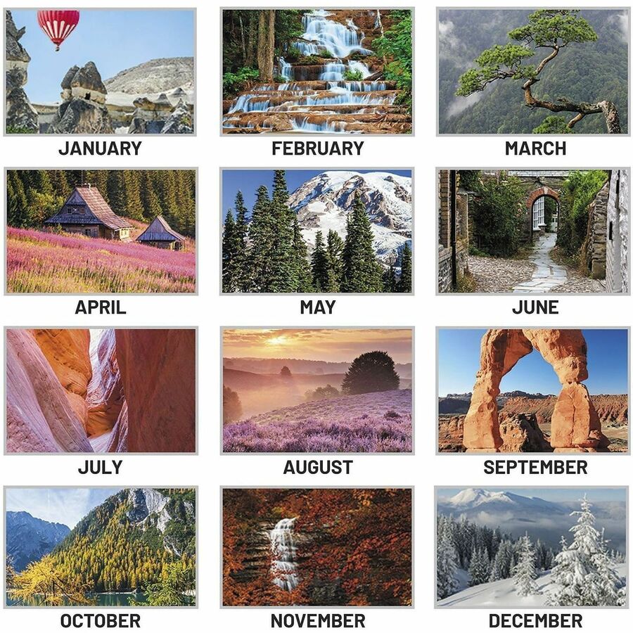 Scenic Monthly Wall Calendar, Scenic Landscape Photography, 15.5 x 22.75, White/Multicolor Sheets, 12-Month (Jan-Dec): 2024