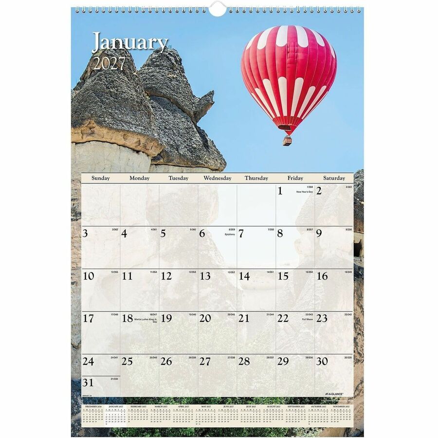 Scenic Monthly Wall Calendar, Scenic Landscape Photography, 15.5 x 22.75, White/Multicolor Sheets, 12-Month (Jan-Dec): 2024