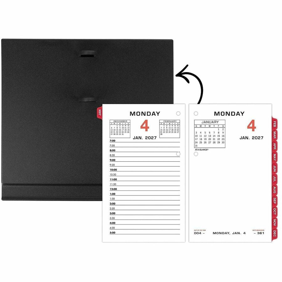 Two-Color Desk Calendar Refill, 3.5 x 6, White Sheets, 12-Month (Jan to Dec): 2024