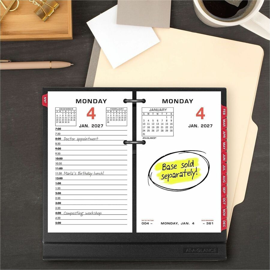 Two-Color Desk Calendar Refill, 3.5 x 6, White Sheets, 12-Month (Jan to Dec): 2024