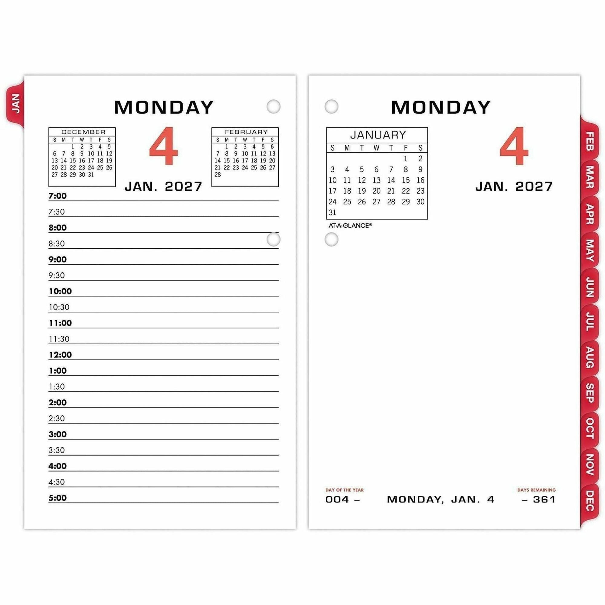 Two-Color Desk Calendar Refill, 3.5 x 6, White Sheets, 12-Month (Jan to Dec): 2024