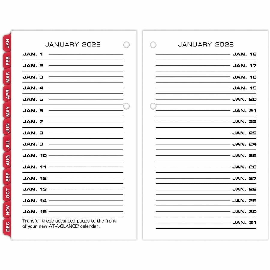 Two-Color Desk Calendar Refill, 3.5 x 6, White Sheets, 12-Month (Jan to Dec): 2024