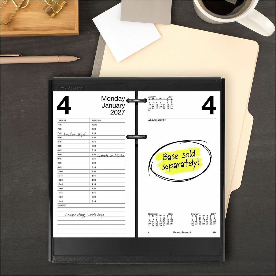 Large Desk Calendar Refill, 4.5 x 8, White Sheets, 12-Month (Jan to Dec): 2024