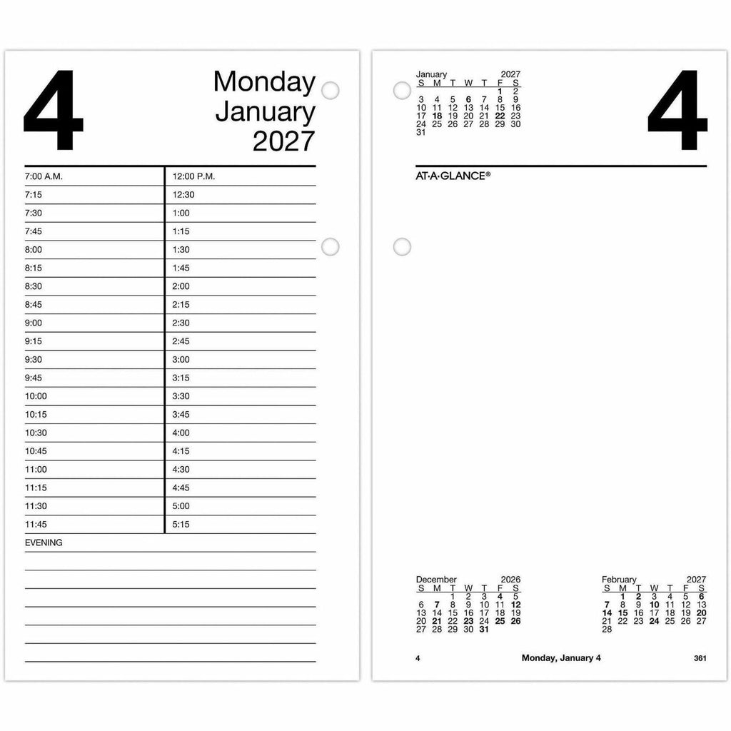 Large Desk Calendar Refill, 4.5 x 8, White Sheets, 12-Month (Jan to Dec): 2024