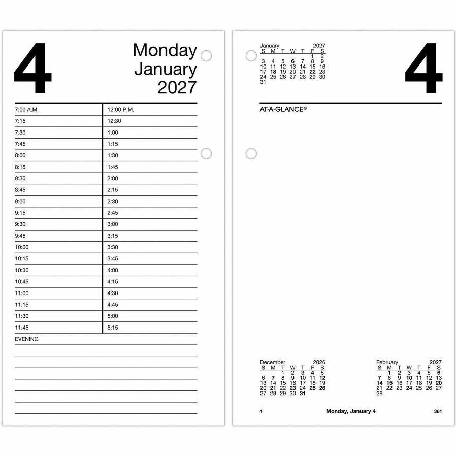 Large Desk Calendar Refill, 4.5 x 8, White Sheets, 12-Month (Jan to Dec): 2024