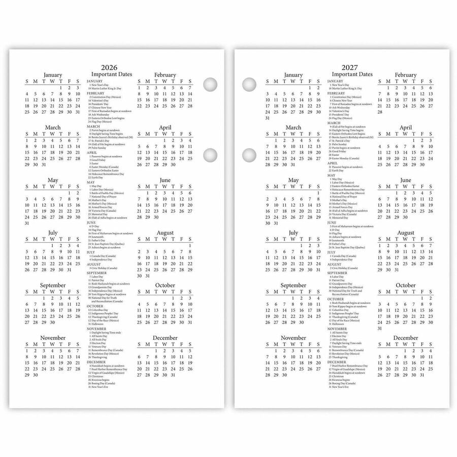 At-A-Glance Photographic Loose-Leaf Desk Calendar Refill - Standard Size - Julian Dates - Daily - 12 Month - January 2024 - December 2024 - 1 Day Double Page Layout - 3 1/2" x 6" White Sheet - 2-ring - Desktop, Desk - Paper - Ruled, Reference Calenda