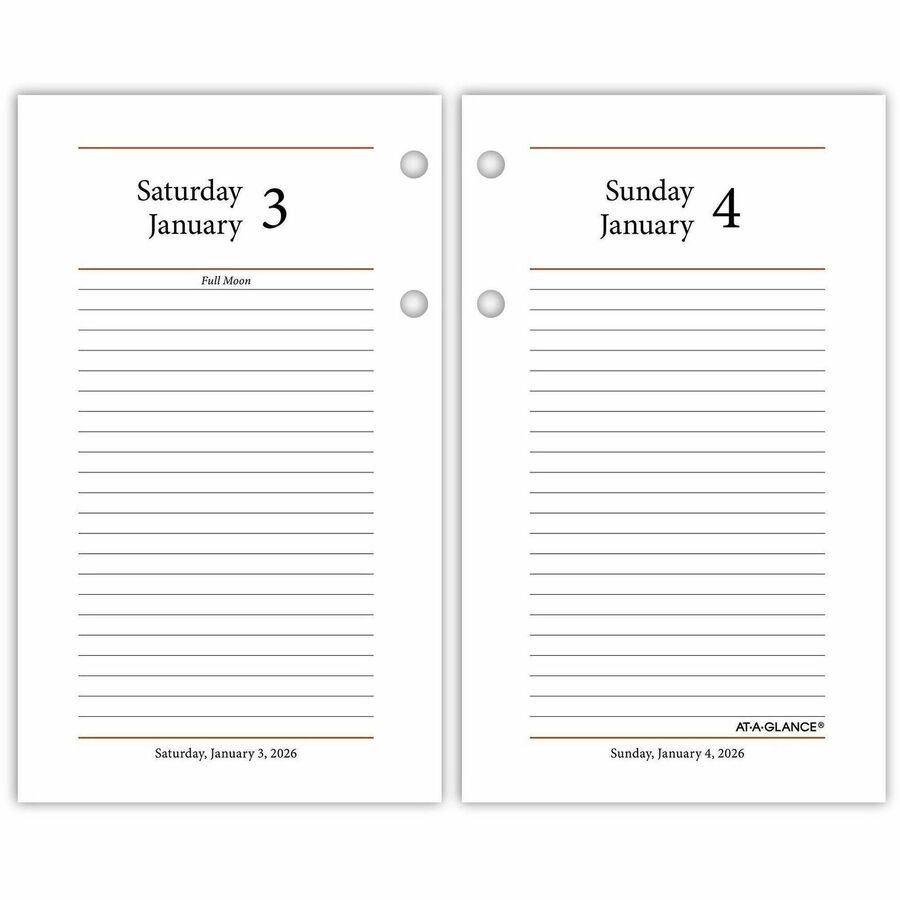 At-A-Glance Photographic Loose-Leaf Desk Calendar Refill - Standard Size - Julian Dates - Daily - 12 Month - January 2024 - December 2024 - 1 Day Double Page Layout - 3 1/2" x 6" White Sheet - 2-ring - Desktop, Desk - Paper - Ruled, Reference Calenda