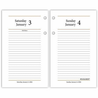 At-A-Glance Photographic Loose-Leaf Desk Calendar Refill - Standard Size - Julian Dates - Daily - 12 Month - January 2024 - December 2024 - 1 Day Double Page Layout - 3 1/2" x 6" White Sheet - 2-ring - Desktop, Desk - Paper - Ruled, Reference Calenda