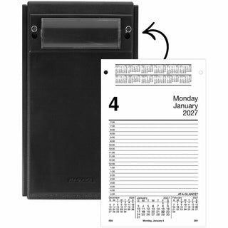 At-A-Glance Pad Style Desk Pad Calendar Refill - Large Size - Julian Dates - Daily - 12 Month - January 2024 - December 2024 - 7:00 AM to 4:30 PM - Half-hourly - 1 Day Double Page Layout - 5" x 8" White Sheet - Desktop, Desk - White - Paper - Referen